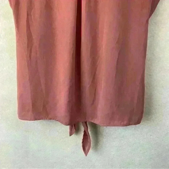 Pink Rose Women's Short Sleeve Button Front Tie Waist Pink Coral Blouse Medium - Picture 8 of 12